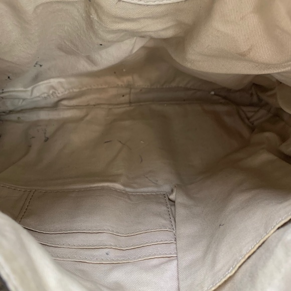 FOSSIL Ivory Cream Genuine Pebble Leather Crossbody Shoulder Bag Metallic Tote - Picture 12 of 16